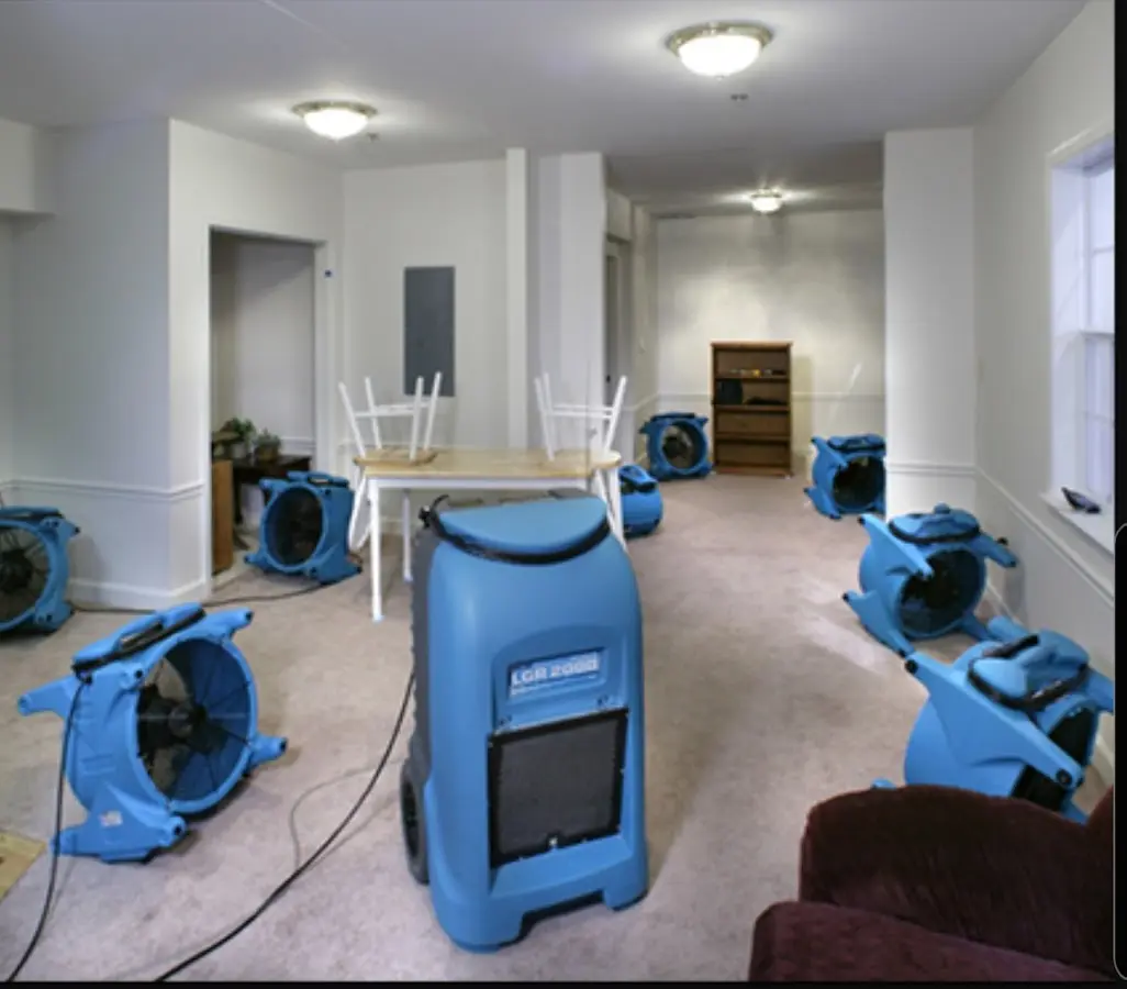 Air movers and dehumidifier setup for Water Extraction & Removal in Hayesville